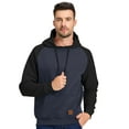 thumbnail image 4 of Tyhengta Men's Hoodies Pullover Plaid Jacquard Hoodie Long Sleeve Casual Drawstring Sweatshirts with Pocket Indigo/Black XL, 4 of 9