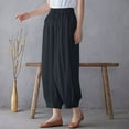 thumbnail image 7 of ShomPort Women's Cotton Linen Lantern Pants Summer Fashion Breathable Wide Leg Pants Elastic Waist Pants with Pockets, 7 of 7