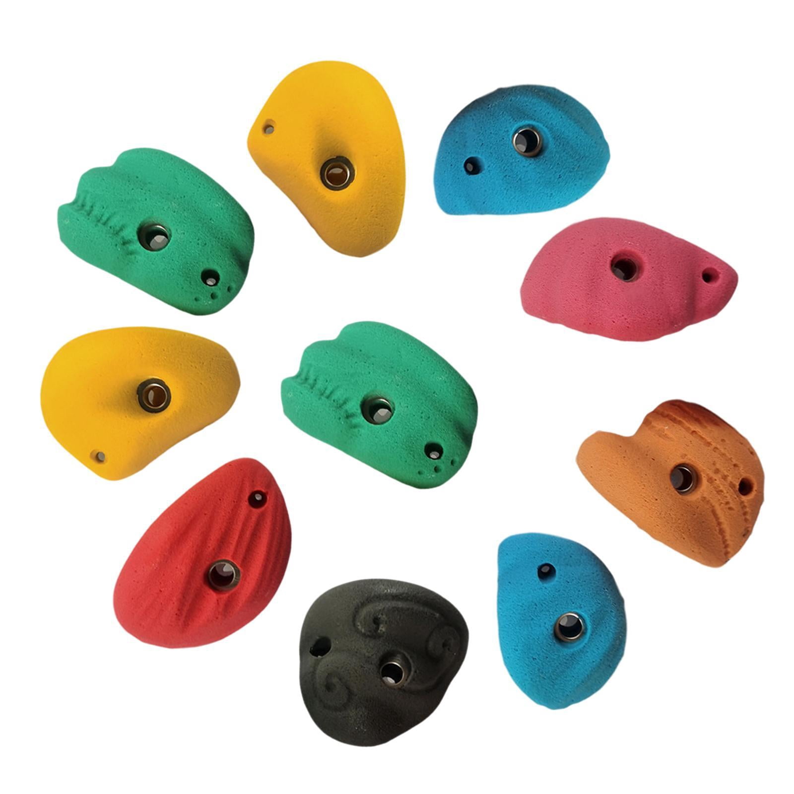 Colaxi 10Pcs Rock Climbing Holds Rock Wall Climbing Kit Practical Beginners Training Rock Wall Grips for Outdoor Climbing Tree House withoutBackNailScrew