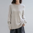 thumbnail image 4 of Olyvenn Oversized Sweater for Women Fall Winter Casual Slouchy Crewneck Long Sleeve Drop Shoulder Soft Knitted Pullover Tops Beige Free Size, 4 of 9