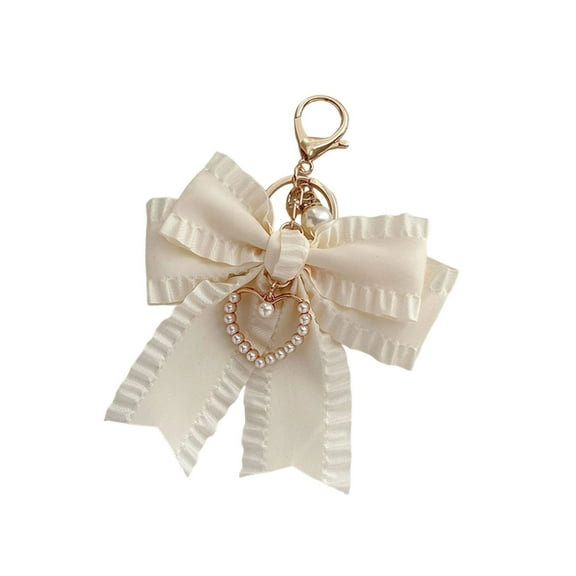 RUISINERY Elegant Bowknot Purse Pendant Keychain Charm for Women Pearls Bag Accessory Cuteness Handbag and Backpack Decoration