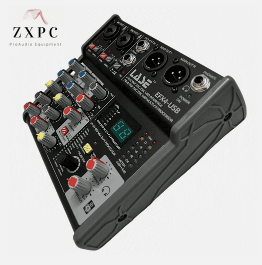 LASE Mini 4 Channel Sound Mixing Console Audio Mixer with USB2.0 audio interface