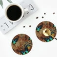 thumbnail image 5 of Pofeuu Vintage Butterfly Green Print Leather Coasters Set of 6, Round Cups Mugs Mat Pad for Home Kitchen Heat Resistant Drink Coasters,Round Shape, 5 of 7
