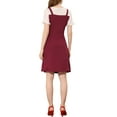 thumbnail image 3 of Allegra K Women's Contrast Chiffon Short Sleeve Button Decor Dress, 3 of 5
