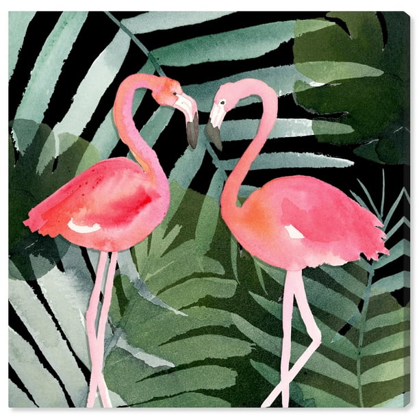Runway Avenue Animals Wall Art Canvas Prints 'Pinkest Love Black' Birds - Pink, Green Runway Avenue Animals Wall Art Canvas Prints 'Pinkest Love Black' Birds - Pink, Green
