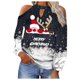 thumbnail image 1 of Mujeres otoño Navidad impreso linterna Sexy manga larga sin tirantes pulóver fuera del hombro blusa camiseta Tops Fridja  FKASFK6078, 1 of 6