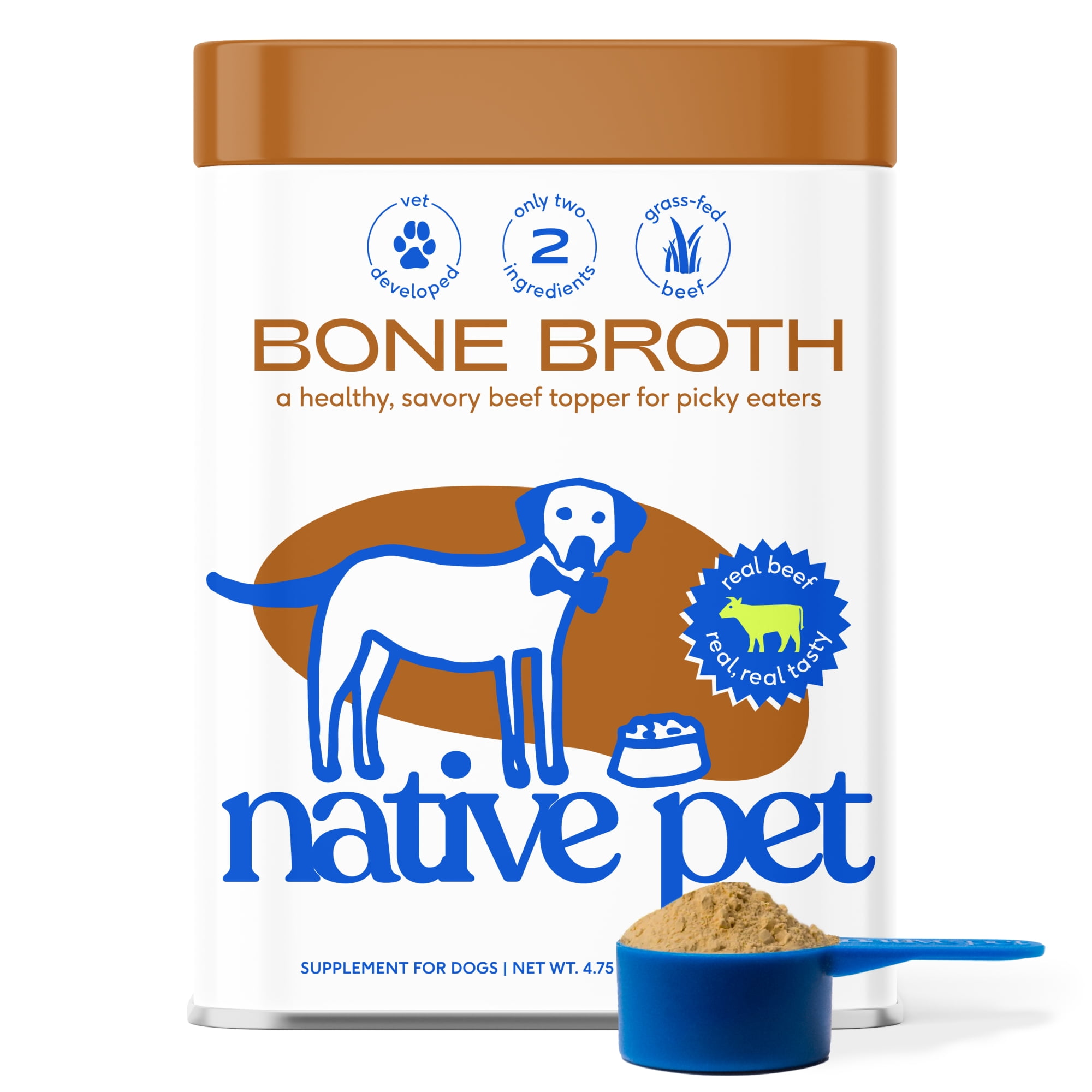 Native Pet Beef Bone Broth for Dogs & Cats, Collagen Meal Topper, 4.75oz