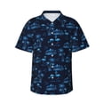 thumbnail image 1 of Balery BLUE Flamingo Birds Camisas hawaianas de manga corta para hombre, camisas playeras de corte holgado, camisas de vacaciones con botones,XX-Large, 1 of 7