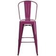 thumbnail image 6 of Emma + Oliver Commercial Grade 30"H Purple Metal Indoor-Outdoor Barstool with Back, 6 of 11