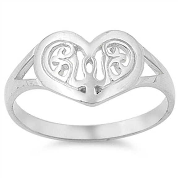 Filigree Heart Ankh Floral Purity Ring .925 Sterling Silver Band Jewelry Female Male Unisex Size 7