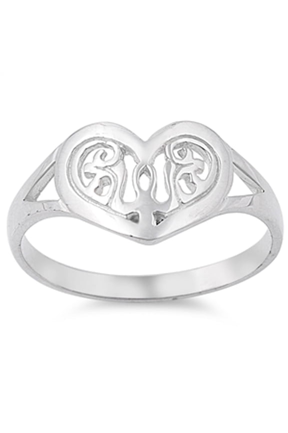 Filigree Heart Ankh Floral Purity Ring .925 Sterling Silver Band Jewelry Female Male Unisex Size 6