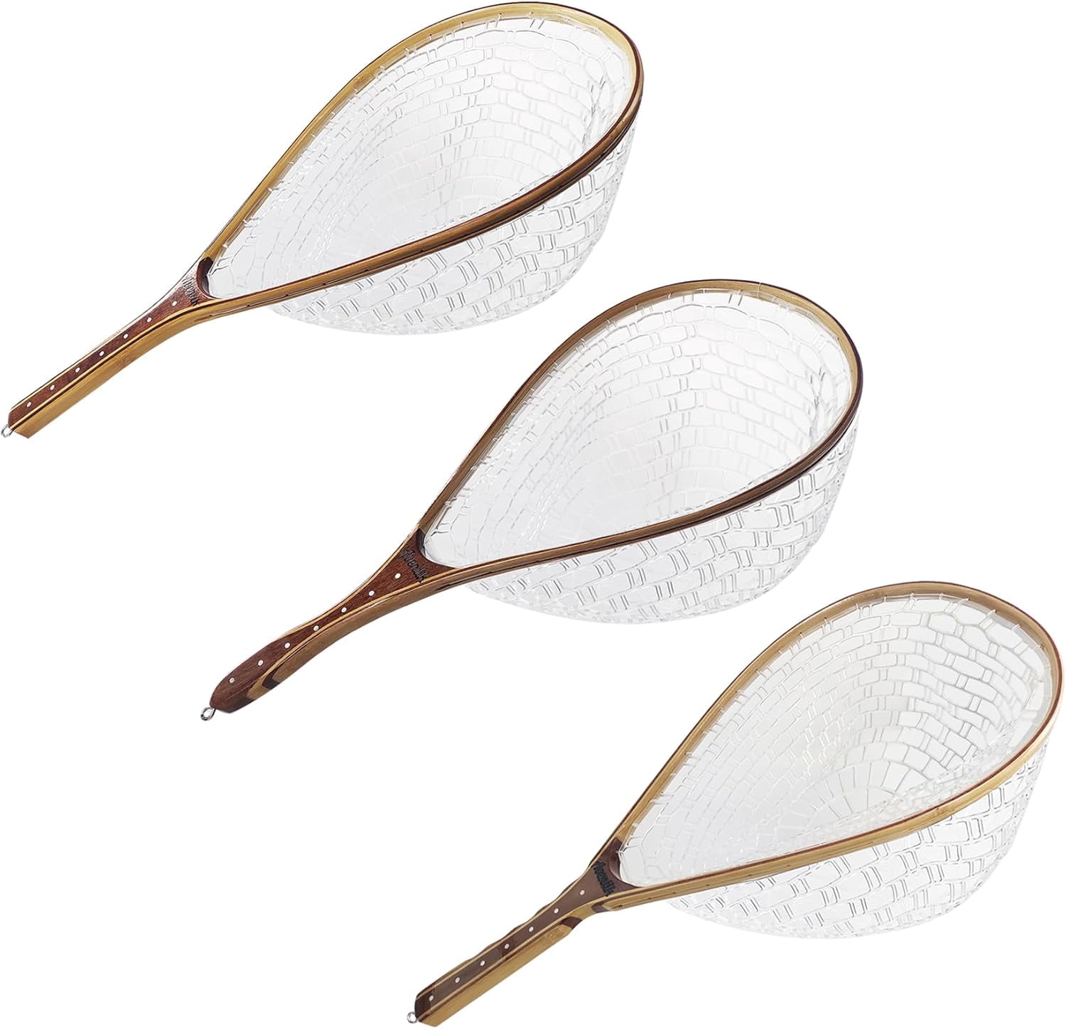 Fly Fishing Net Landing Net Wooden Net Soft Rubber Mesh Trout Net Freshwater Saltwater Fishing Net with Safety Cord Net Gifts for Father Men