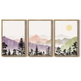 thumbnail image 5 of SHENIFY large 24x36in3pcs Natural Framed Landscape Mountain Wall Art Set Watercolor Sunrise Pine Tree Forest Nature Scenry Wilderness Farmhouse Rustic Modern Art Decorative, 5 of 5