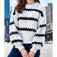 thumbnail image 5 of Womens Cute Sweaters Trendy Color Block Pullover Sweater Cable Knit Jumper Tops White S, 5 of 8