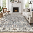 thumbnail image 1 of Alfombra ZUNTKON, lavable, suave, vintage, 160 x 230 cm, azul multicolor, 1 of 9