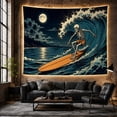 thumbnail image 6 of Ocean Waves Full with Human Skeleton Dynamic Surfing, Mystical Fantasy for Space Lovers, Galaxy Room Decor, Housewarming Gift, Tapestry Wall Hanging for Bedroom and Dorm, 6 of 7