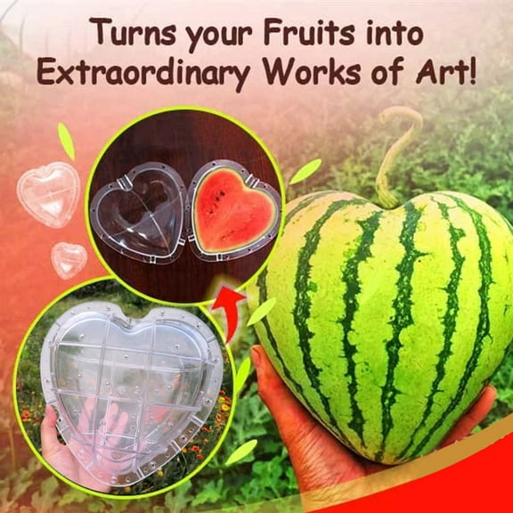 Garden Stakes Decorative Heart-Shaped Watermelon Shaping Growing Mold 24x24cm Place in Raised Garden Bed Planter Secure with Garden Stakes Staples to Keep Mold in Place White