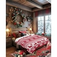 thumbnail image 4 of Christmas Elk Flannel Blanket for Bed,Travel and Camping, Snowflakes Red Retro Texture Super Soft Cozy Blanket for All Seasons 32"x48", 4 of 6