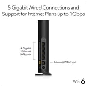 NETGEAR WiFi 6 Router (RAX5) – Security Features, AX1600 Wireless Speed (Up to 1.6 Gbps) - Covers up to 1,500 sq. ft., 20 Devices