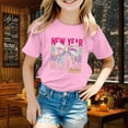 thumbnail image 2 of Toddler Shirts Girls 2t Letter Graphic Print Cute Girls' Tees Short Sleeve Crew Neck Preppy Shirt T-Shirts Toddler To Big Kid Sizes 12-13 Years（Pink）, 2 of 4