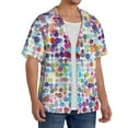 thumbnail image 4 of Wukai Colorful Watercolor Dots Men's Casual Short-Sleeve Button Down Shirt - Lightweight Summer Dress Shirt for Daily Wear-Small, 4 of 7