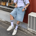 thumbnail image 2 of Mens Baggy Jean Shorts Loose Fit Vintage Wide Leg Jorts Y2K Streetwear Hip Hop Casual Denim Shorts, Light Blue, 2 of 8