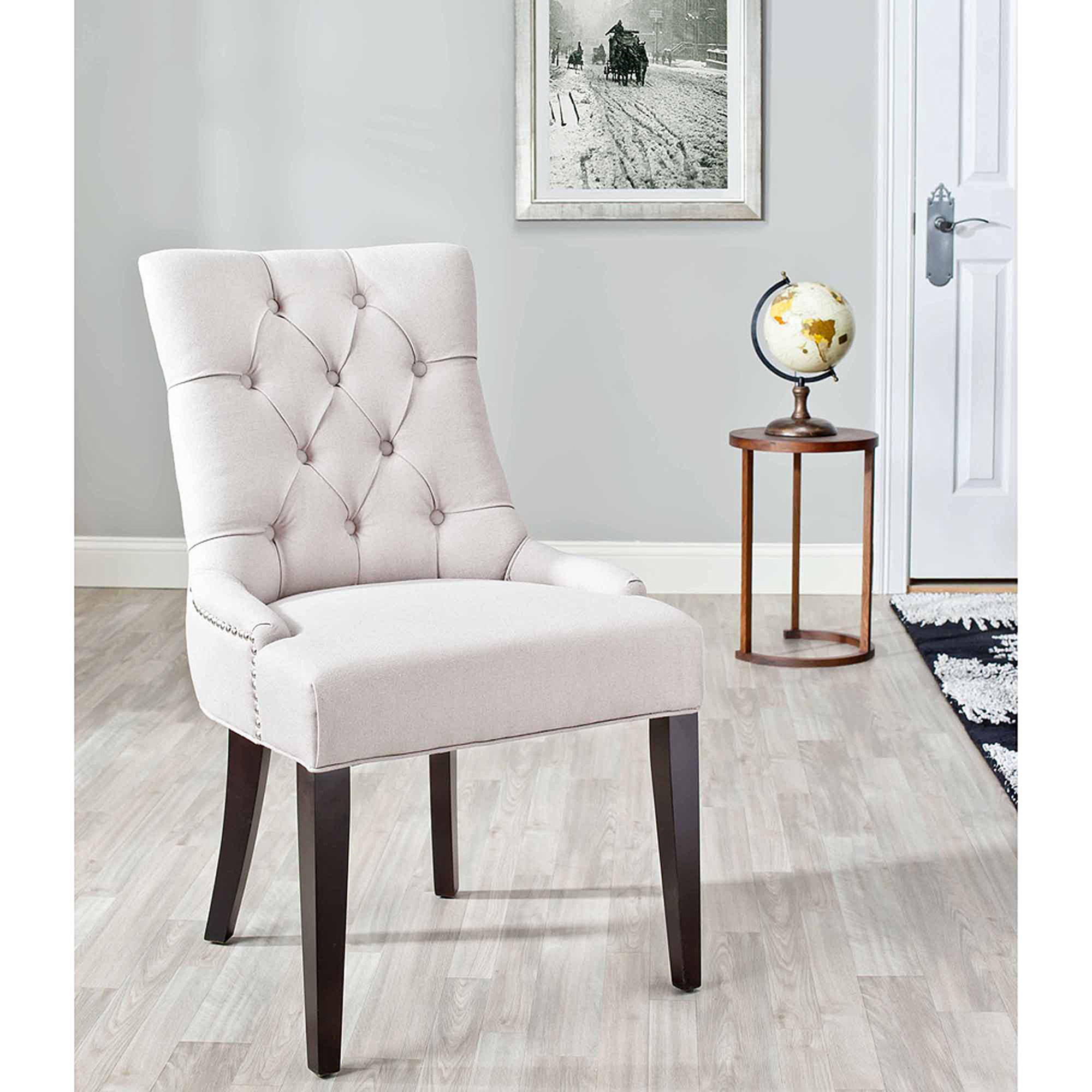 SAFAVIEH Abby 19"H Tufted Side Chair, Taupe, Set of 2