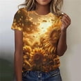 thumbnail image 4 of Tops de Ajuste Suelto para las Mujeres Sudadera Casual Impresa Manga Corta Cuello Redondo Superior, Poliéster, 4 of 4