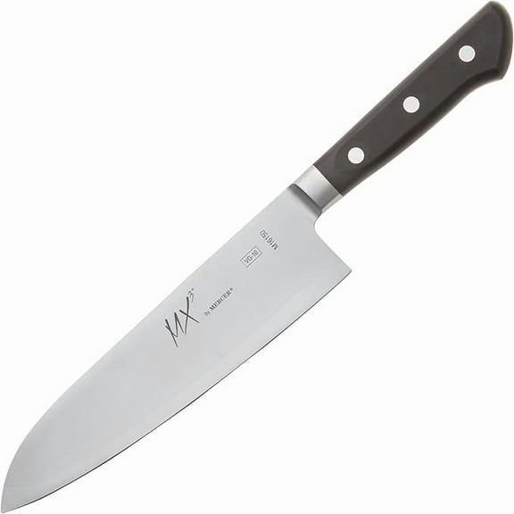 Mercer Culinary MX3 Premium San Mai VG-10 Steel Core Blade Santoku Knife, 7 Inch,Black