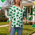 thumbnail image 4 of felwors St Patricks Day Shirt Women Plus Size Funny 3/4 Sleeve Cute Saints Tops Shamrock Shirts Lucky Irish Shamrocks Outfit (Green, S), 4 of 6