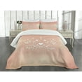 thumbnail image 2 of Ambesonne Pink Quilted Bedspread Set 3 Pcs, Classic Art Heart Leafy Floral, King Size, Blush White Pale Mauve, 2 of 4