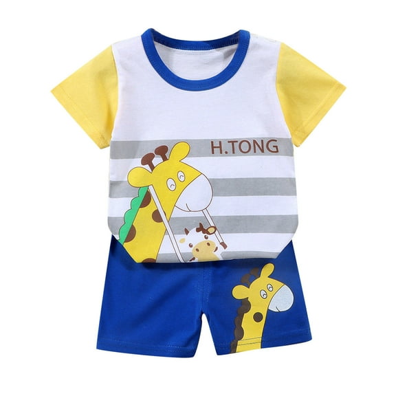 Edvintorg 6Months-6Years Summer Children's Clothes Baby Boy T-Shirt Pant 2Pcs/Set Kids Cartoon Short Sleeve Suit Toddle Girl Clothes Suit Baby Outfit Set