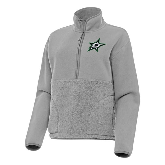 Women's Antigua Gray Dallas Stars Figure Half-Zip Pullover Sweatshirt