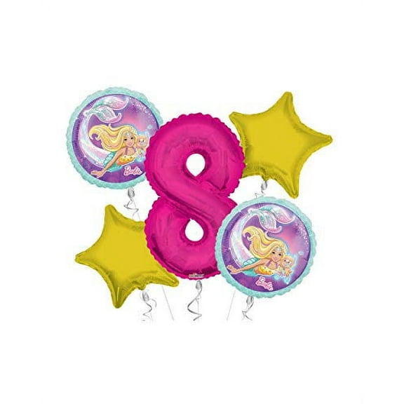 Mermaid Happy Birthday Balloon Bouquet 5 pc, 8th Birthday, | Viva Party Balloon Collection
