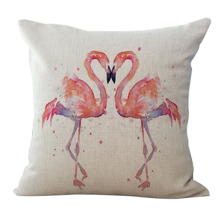 Bay Window Sofa 18 * 18 inches / 45 * 45cm Polyester Flamingo Cushion Cover Decorative Sofa Car Waist Square Pillow Case Pillowcase Home Bay Window Bedside Decor ()