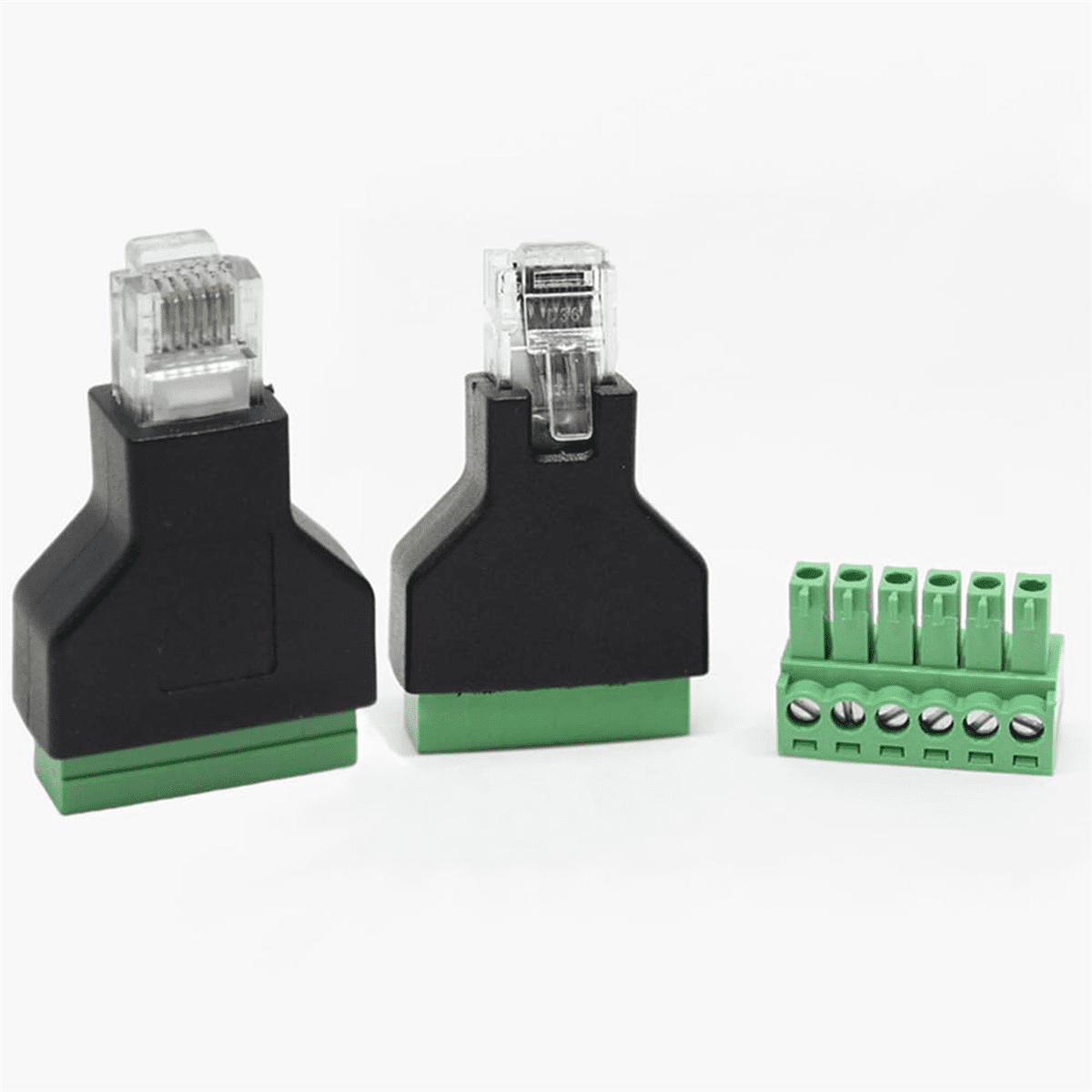 10 Pcs RJ12 Male to 6 Pins Screw Terminal Block Adapter for Cat3 Handset Cable Extension, RJ12 6P6C Modular Connectors,10 x Network port to terminal block,Black