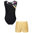 thumbnail image 2 of Alvivi Kids Girls Gymnastics Dance Biketard Unitard Sleeveless Tumbling Leotard with Shorts Set Yellow 4, 2 of 5