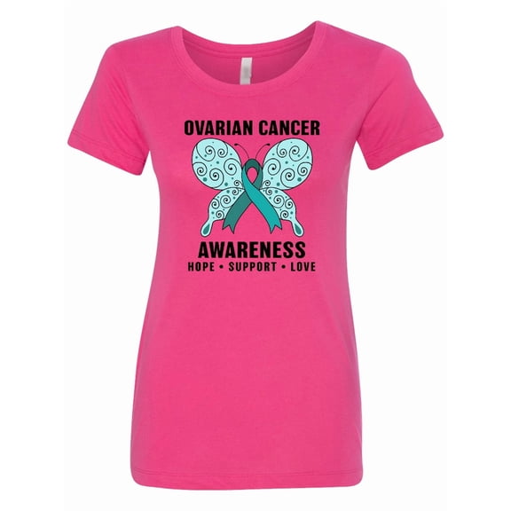 Inktastic Ovarian Cancer Awareness Hope Support and Love Women's T-Shirt
