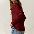 thumbnail image 4 of tarylea Womens Tops Long Sleeve Crewneck Cinch Cuff Oversized Pullover Casual Loose Fall Solid Color Tops with Pocket, 4 of 9
