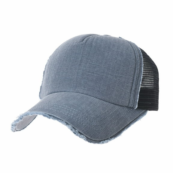 WITHMOONS Baseball Cap Vintage Meshed Distressed Cotton Dad Hat Trucker Hat For Men KRM1002 (Blue)