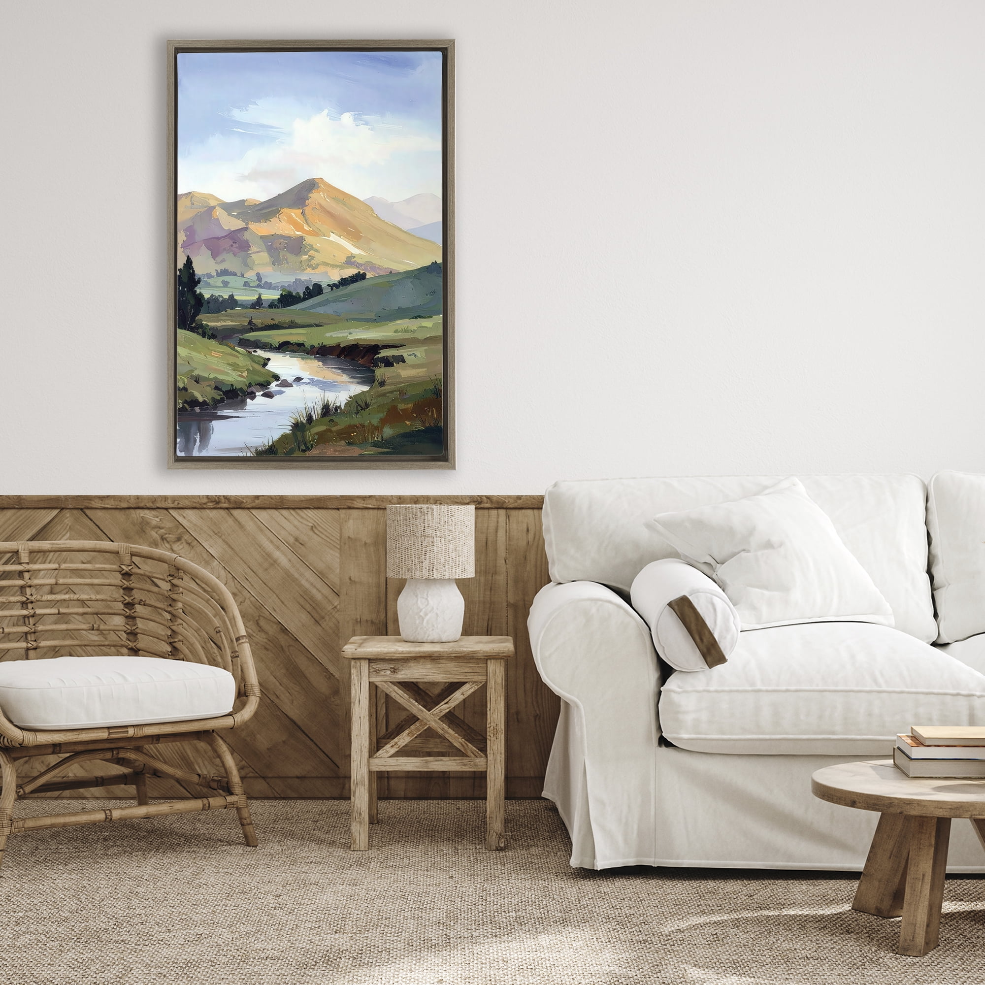 Stupell Industries Across The Valley Brown Framed Floater Canvas Wall Art, design by Alonza Saunders
