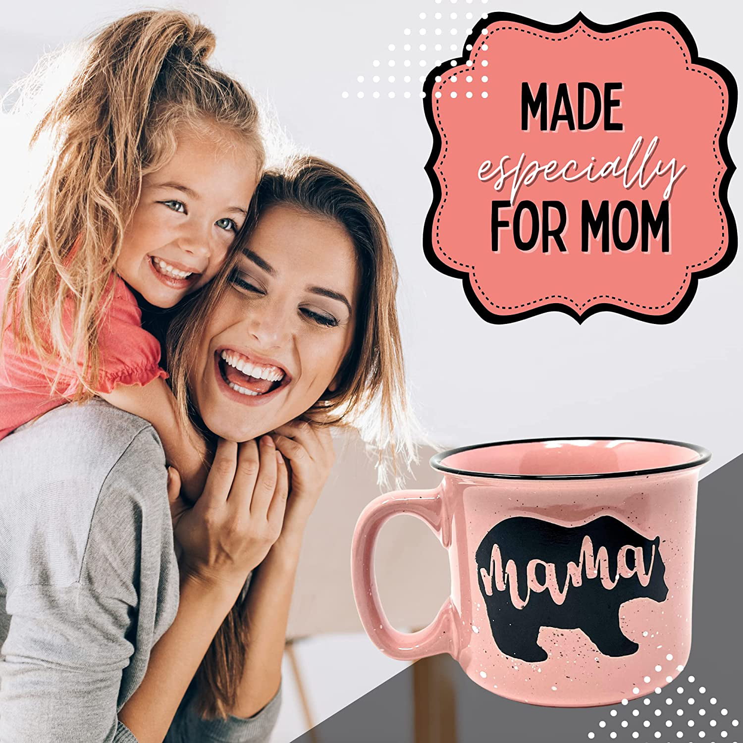 Mama Bear Coffee Mug for Mom, Mother, Wife - Cute Coffee Cups for Women - Unique Fun Gifts for Her, Mother's Day, Christmas (Teal), Size: 14 oz, Blue