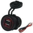 thumbnail image 1 of Usb Charger Dual Usb Car Charger Usb Power Charger Car Usb Port Dual USB Port Power Charger Socket Outlet With 60cm/23.6in Cable For 12V/24V Car Boat ATVRed, 1 of 8