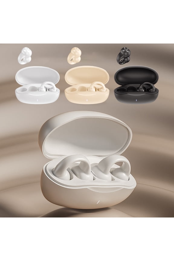 Bluetooth 5.3 Wireless Earring Earbuds Open Ear Long Battery Clip Style Headphones Lightweight for Men Women Kids Black Gift