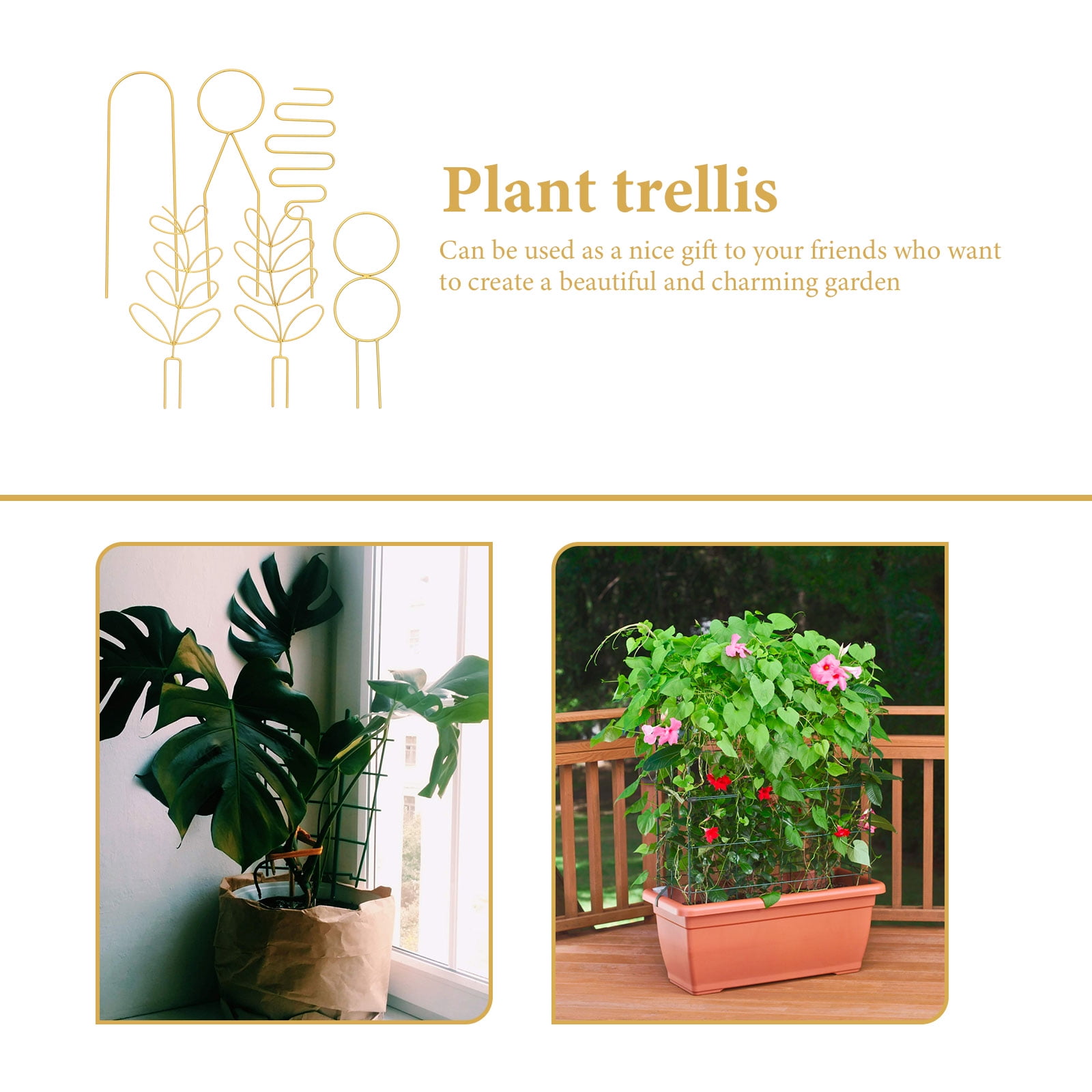 GOOHOCHY Fine Polished Metal Trellis Resistant Indoor Plant Support 6Pcs 11.8x3.9in