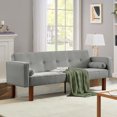 thumbnail image 6 of Futon Sofa Bed,Modern Light Gray Convertible Couch Bed with Armrests,Fabric Linen Sofa Bed,Folding Recliner Futon Sleeper Sofa, 6 of 7