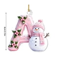thumbnail image 4 of Acrylic Letter Christmas Ornament Pink Snowman Monogram Hanging Decoration with Initial for Xmas Tree Gift for Friends (3.15In), 4 of 7