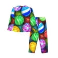thumbnail image 2 of Goofa Colorful Easter Eggs1 Printed Women’s 2 Piece Pajama Set Super,Pajamas Women's Long Sleeve Sleepwear Soft Button Down Loungewear Pjs Lounge Set Nightwear-XX-Large, 2 of 9