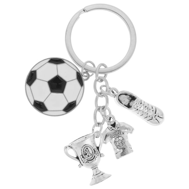 Llavero con adorno de fútbol, llavero de fútbol para mochilas, llavero con colgante de balón de fútbol, llavero para amantes de los deportes, accesorios de fútbol para fanáticos.
