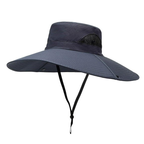 Summer Oversized Sun Hat Fisherman's Hat With Windproof Rope Fishing Cap Mountaineering Cap Men's Sun Solid Color Cap